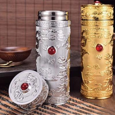 China 2022 China Chinese Style Water Ion Portable Business Gift Insulated Silver Tea Mug for sale