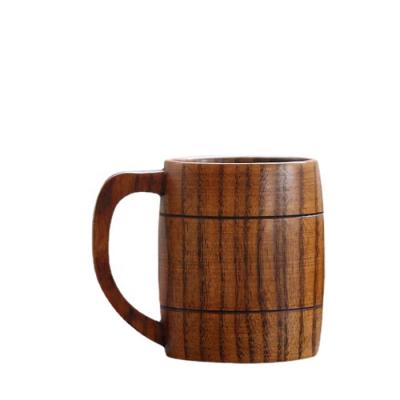 China Sustainable Practical Wooden Natural Handmade Beer Cup Vintage Coffee Mug Wooden Tea Cup for sale