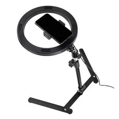 China St7035 PORTABLE Studio Color Adjustable Folding Makeup Ring Light Led With Circle Ring Light Phone Holder Led Selfie Beauty Stand 10 Inch for sale