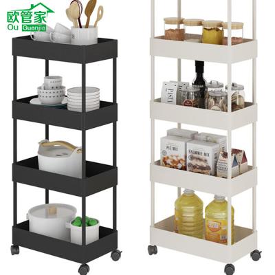 China OGJ 2021new product viable hot sale ABS material kitchen bathroom multi-color trolley multifunctional shelf for sale