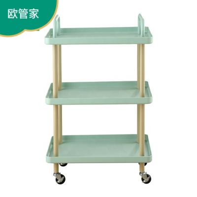 China OGJ Iron Art+PP Material Punch Free Shelf Durable Hot-selling Living Room Storage Free Standing Trolley for sale