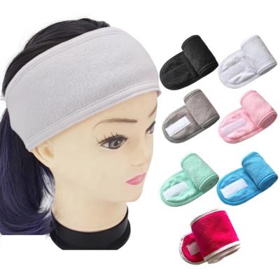 China Wholesale 10 Colors Eco-Friendly Cotton Elastic Spa Headband Make Up Cosmetic Wash Face Headband Spa Bath Hair Band Custom Logo Headband for sale