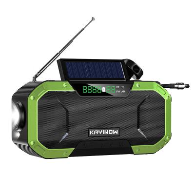 China Portable Waterproof Dynamo Hand Crank Flashlight AM FM BT NOAA Weather SOS Power Bank LCD Display Survival Solar Radio for sale