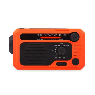 China Bluetooth V5.0 OEM Factory Portable Rechargeable Emergency Hand Crank 2000mah WB/NOAA Solar Radio with Phone Charger and LED Torch FM Radio for sale