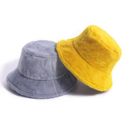 China Casual Fisherman Plush Fluffy Furry Fuzzy Bucket Hat For Fashion Winter Fur Adults and Kids for sale