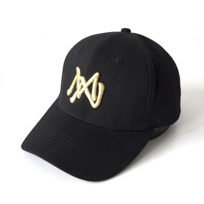 China JOINT Gold 3D Custom High Quality Embroidery Premium Baseball Cap Designer Black Baseball Hat for sale