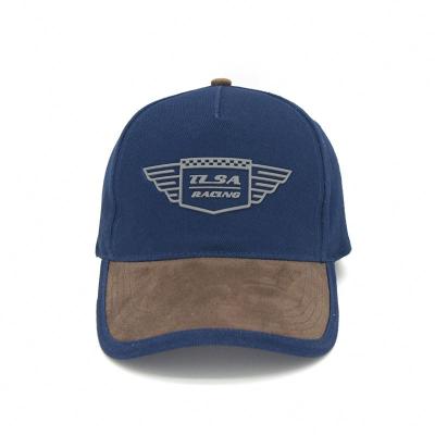 China Custom Suede Two Tone Printed Hat COMMON With Patch Rubber Baseball Cap Or PVC Logo Fitted Hat for sale