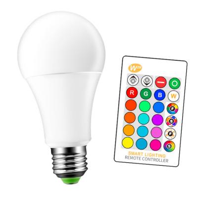 China Residential hot sale E27 rgbw light bulb light color bulb atmosphere infrared remote control dimming light for sale