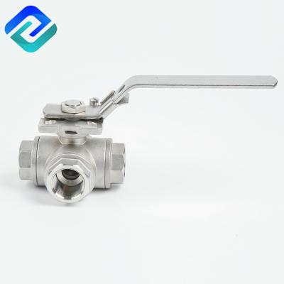 China General 3 Way 316 Stainless Steel L/T Ball Valve Feminine 1000 Dog Type for sale