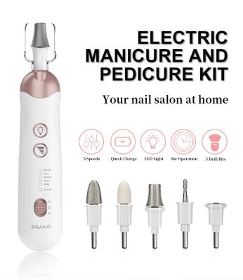 China Home Use Manicure Machine 5 Speed Professional Cordless Nail Polisher Electric Nail Tool Rechargeable Nail Drill for sale