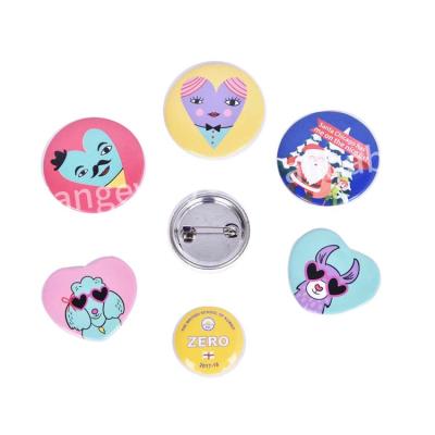 China Low MOQ Custom China Button Badge Printed Logo Badge Plastic Tin With Pin for sale