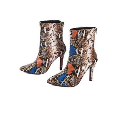 China Size Increasing China Manufacturing Cheap Fashionable Ladies Boots Fashion Leopard Print Stiletto High Heels for sale