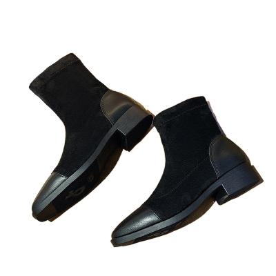 China Latest Design Black New Fashion Anti-slippery Boots Breathable Women Tend Low Heel Boots for sale