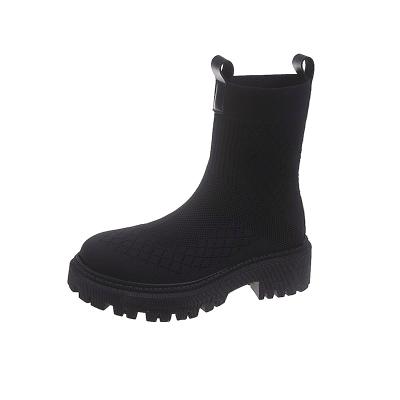 China Wholesale Autumn Women's Knitted Black Boots Ladies Platform Spring Deodorization Mesh Boots for sale