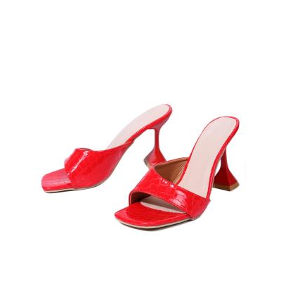 China Factory wholesale 2022 new summer new high heel super high heel slippers women's red high heels 43 yards for sale