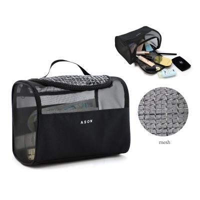 China Polyester Mesh Promotional Useful Transparent Travel Portable Hanging Toiletry Bag for sale