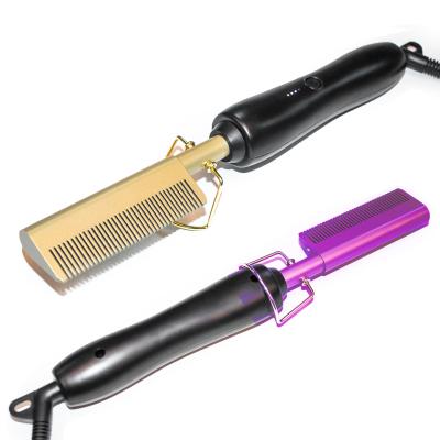 China 2020 Hot Selling Dropshipping Salon Flat Iron Mini Hair Straightening Hot Press Copper Comb Electric Comb for sale