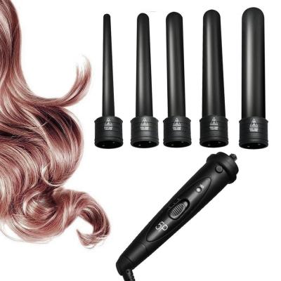 China Professional Hot Curling Tool 5 Heat Adjustable Settings New In 1 Wand Curling Ceramic Barrels Set Hair Wand Curling Iron Interchangeable Hair Curler for sale