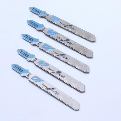 China High Quality Materials To Suit Different Goals 5Pcs 21Tpi Hand Metal Wood Cutting T118A Hss Plastic T-leg T-leg Jig Saw Blades For Metal Working for sale