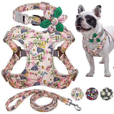 China Sustainable Tactical Soft Pet No Pull Adjustable Dog Harness Leash Set Small Designer Custom Reversible Harness Vest Dog Harness Netting for sale