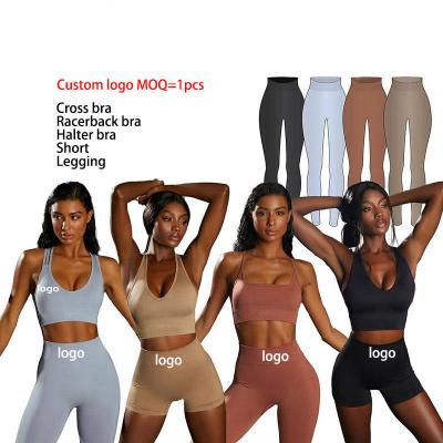 China QUICK DRY Sportswear Active Wear Sports Shorts Yoga Suit Seamless Leggings Bra Pants Workout Outfits 2 Piece Gym Fitness Sets for Women for sale