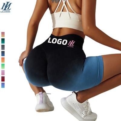 China Breathable Gradient Seamless Yoga Shorts Breathable Tight Sports Shorts Women's High Waist Stretch Abdominal Shorts for sale