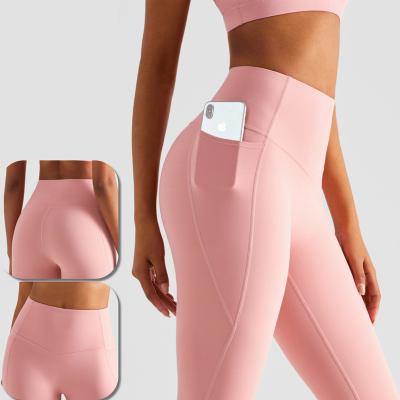 China Breathable 2023 Custom Logo Women Printed High Waist Gym Sports Fitness Yoga Pants Leggings With Pockets for sale