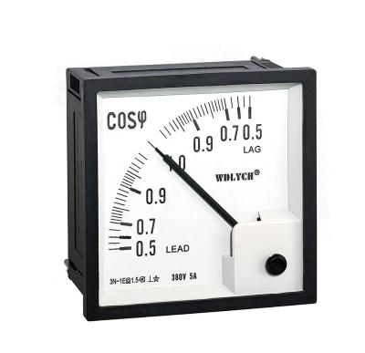 China Transparent Glass ABS+ Marine Type Analog Power Factor Meter With Measuring Range 0.5C-1-0.5L for sale