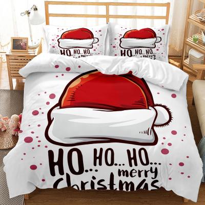 China Anti-Static 3D Printing Santa Claus Christmas Light Weight 4 Pcs Microfiber Bedding Set Kids Duvet Cover Set Cartoon for sale