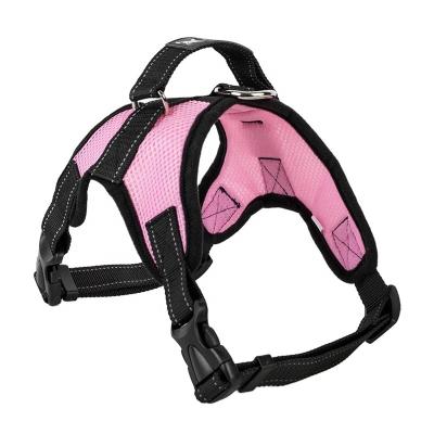 China New Padded Adjustable Durable Pet Traction Rope Dog Harness Invest Nylon Padded Reflective Dog Leash for sale