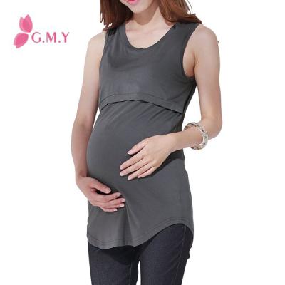 China Wholesale Dropship Style Long Tank Tops Breathable Bamboo Simple Line Maternity Clothing for sale