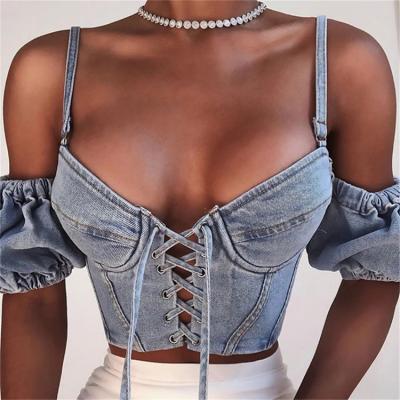 China 2021 hot sale Anti-wrinkle off the shoulder puff sleeve crop tops for women for sale