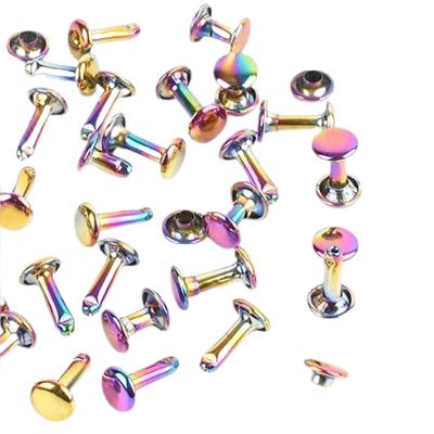 China Pan Factory Wholesale Fashion 8mm, 9mm brass Sliver Color Double Antique Metal Rivets Decorate Stud Metal double rivets/ for sale