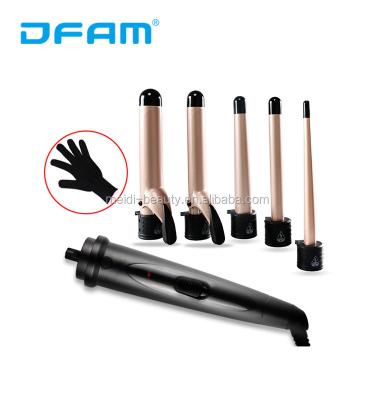 China Automatic Two Grade Gold Hair Curler Hair Curling Iron Machine 6 In 1 Hair Wand Rollers for sale