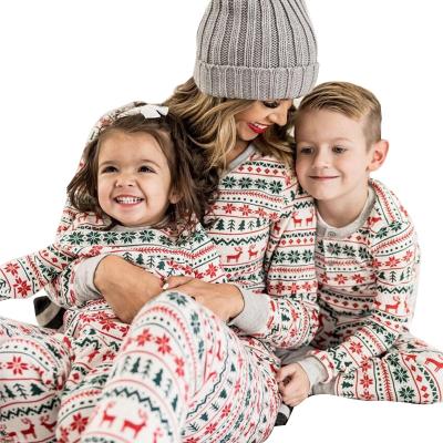 China Girls' Onsies Sleepwear Breathable Pajamas Matching Casual Fawn Print Cotton Set Family Christmas Pajamas for sale