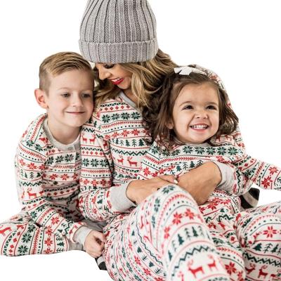 China 2021 Breathable Family Matching Pajamas Outfits Christmas Pattern Pajamas Parent-child Full Sleeve Family Christmas Pajamas for sale