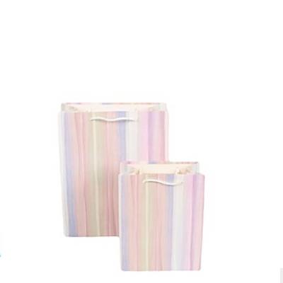 China Vertical Stripe Recyclable Simple Gift Paper Bag Shopping Bag Colorful Clothing Square Custom Paper Bags for sale