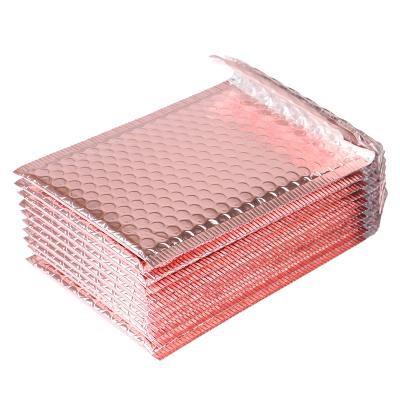 China Outdoor Express Wear Resistant Hardness Metal Texture Package Metal Package Aluminized Strong Shipping Rose Gold Bubble Bags Strong Custom Aluminized Film Polyethylene for sale