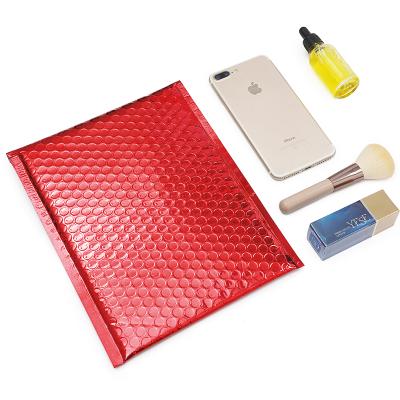 China Waterproof And Shockproof Custom Made Aluminum Red Bubble Mailer Envelope Self Seal Thicker Strong Mailing Bag For Cosmetic And Apparel for sale