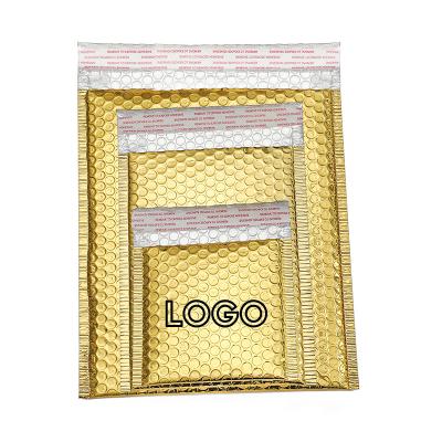 China Customizable thicker pattern gold self-adhesive envelope waterproof and shockproof bag with film thickened waterproof aluminized bubble bag for sale