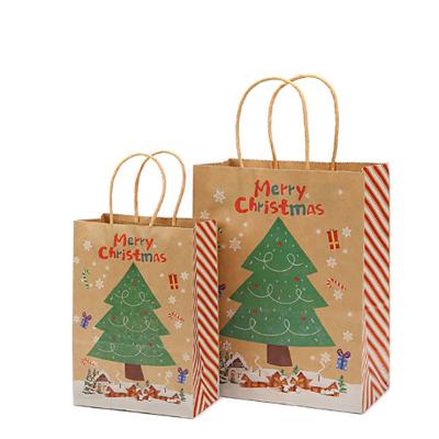 China Recyclable Hot Selling Gift Bags Brown Paper Paper Bags With Christmas Cartoon Designs for sale