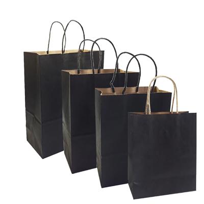 China Recyclable 10 Pcs/lot Gift Bags With Handles Work 6 Size Environmental Protection High End Black Paper Soft Recyclable Bag for sale