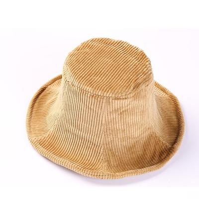 China Picture 6 Panel Lined Winter Hats Plain Corduroy Bucket Hat for sale