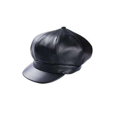 China Wholesale Good Quality Striped Factory Beret Leather Hat For Women for sale