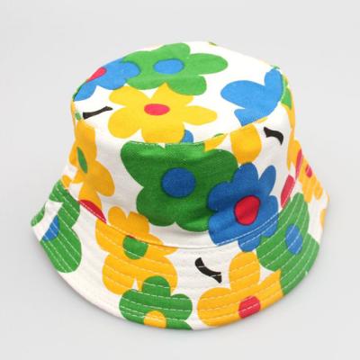 China Custom Picture Canvas Multicolor Kids Printed Bucket Hat Green for sale