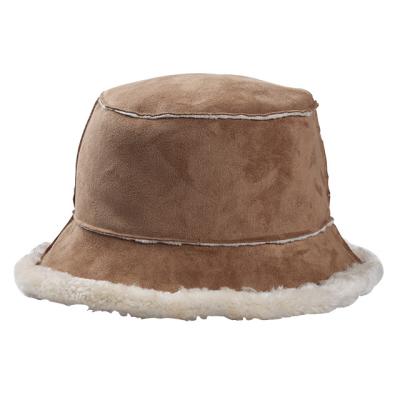 China Warm 100% Cotton Winter Hat Suede Bucket Hat With Wool for sale