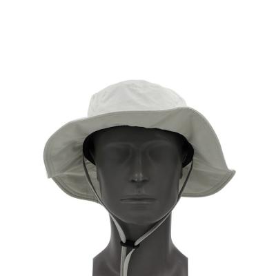 China Custom Picture Logo Embroidered Cotton Wide Brim Bucket Hat With String for sale