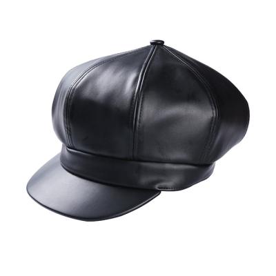 China New Fashion Character Octagonal Leather Beret Hat Short Brim Hat for sale