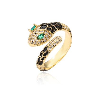 China High Quality Dripping Snake Ring Set Copper Micro Zircon Ring Fashion Gold Plated Ring Women Jewelry for sale