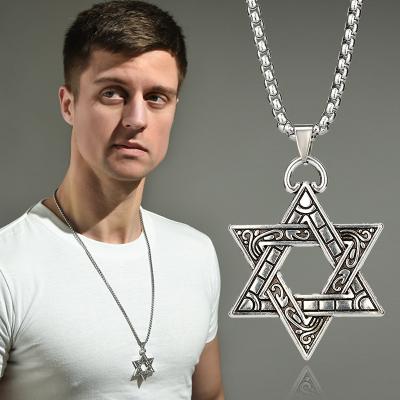 China Lucky Hexagram Necklace Fashion Couple Necklace Personality Pendant Necklace Chain Necklace for sale